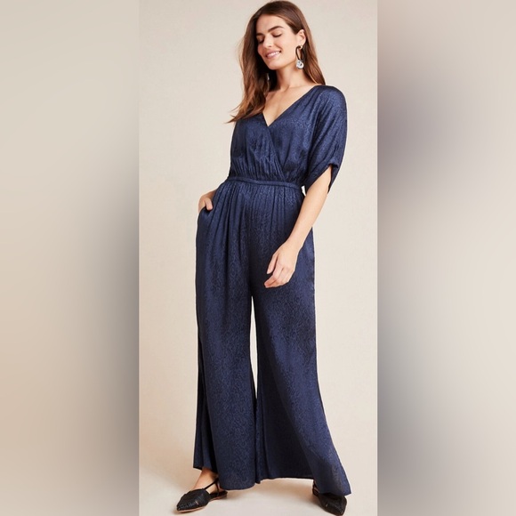 Anthropologie Maeve Jacqueline Jacquard Jumpsuit (petite) - Picture 1 of 10